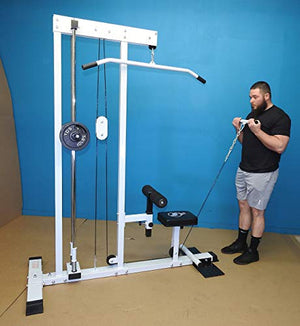 TDS Super LAT Pull Down and Low Row Cable Machine (Grey Finish) with CR Plated Solid Steel Guide rods for Smooth Performance
