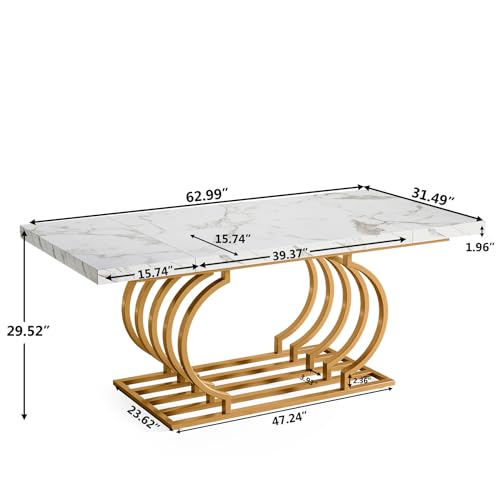 Tribesigns 63" Modern White and Gold Executive Office Desk
