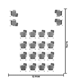 TEAMtime 20 Person Flip Table Student Chair Set - Model 2058, Black Color, Foldable and Nestable