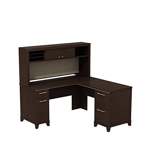 Bush Business Furniture Enterprise 60W x 60D L-Desk with Hutch in Mocha Cherry