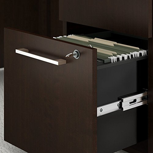 Bush Business Furniture 400 Series 72W x 30D Table Desk with Credenza and 3 Drawer Mobile File Cabinet in Mocha Cherry