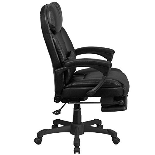 Flash Furniture High Back Black Leather Executive Reclining Swivel Chair with Comfort Coil Seat Springs and Arms