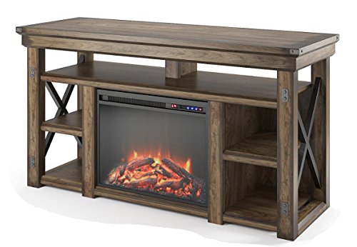 Ameriwood Home Wildwood Fireplace TV Stand, Rustic White