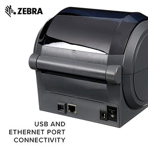 Zebra - GX420t Thermal Transfer Desktop Printer for Labels, Receipts, Barcodes, Tags, and Wrist Bands - Print Width of 4 in - USB, Serial, and Ethernet Port Connectivity