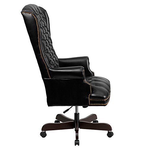 Flash Furniture High Back Traditional Tufted Black Leather Executive Swivel Chair with Arms