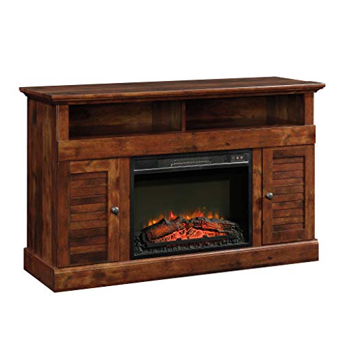 Sauder 422993 Harbor View Media Fireplace Entertainment Center, Accommodates up to a 60" TV Weighing 70 lbs Less, Curado Cherry Finish