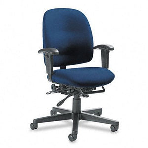 Granada Low-Back Pneumatic Multi Office Chair with Arms and Plain Back Finish: Sapphire