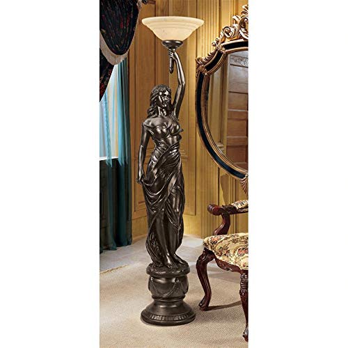 Design Toscano KY8025 Goddess Hestia Floor Lamp Statue, 6 Foot, Faux Bronze