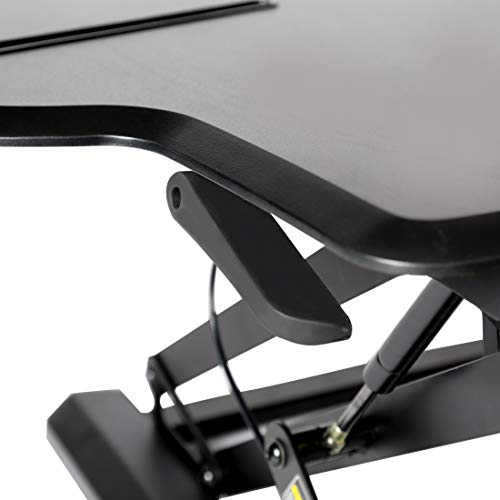 Seville Classics OFF65878 AIRLIFT 47" Extra-Wide Gas-Spring Height Adjustable Standing Desk Converter Workstation Ergonomic Dual Monitor Riser with Keyboard Tray and Phone/Tablet Holder, Large, Black