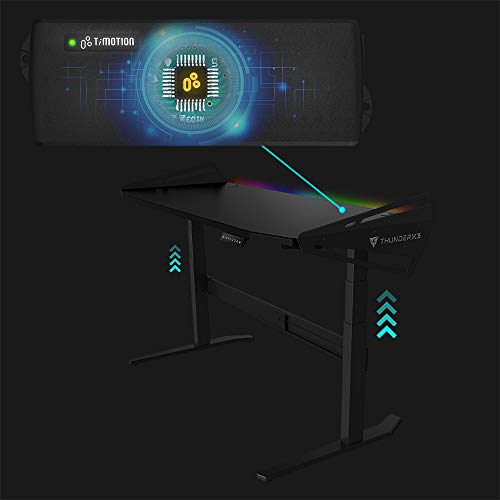 ThunderX3 AD7 HEX Gaming Desk - TiMOTION Dual Motor, Adjustable Height, 16.8 Million Colors RGB Lighting