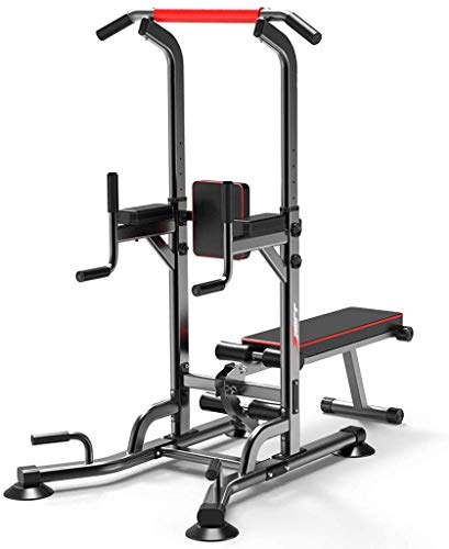 DLWDMRV Home Abdominal Dumbbell Bench Stock Power Tower with Bench, Pull Up Bar Dip Station, Home Gym Height Adjustable Exercise Tower Dip Stand, Strength Training Multi-Function Fitness Equipment
