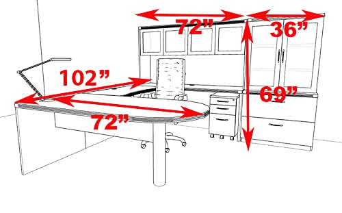 UTM Furniture Modern Contemporary U Shape Executive Office Desk Set, RO-ABD-U28