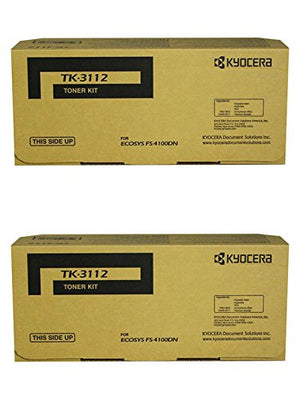 Kyocera 1T02MT0US0 Model TK-3112 Black Toner Cartridge (Pack of 2), Compatible with FS-4100DN Laser Printer, Includes Waste Toner Container