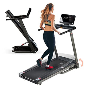 Lifepro Pacer Folding Treadmill for Home - Smart Motorized Portable Treadmill w/Auto Incline, Aux Bluetooth Speakers & Modern Display - Easy Assembly Compact Running Machine for Cardio & Weight Loss