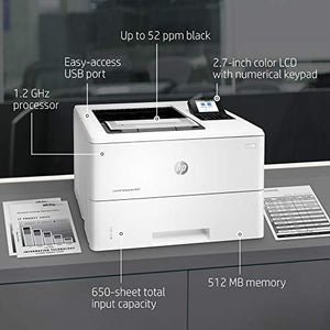 HP Laserjet Enterprise M507 n Single-Function Wired Monochrome Laser Printer, White - Print Only - 2.7" LCD, 45 ppm, 1200 x 1200 dpi, 1.5GB Memory, USB 2.0 and Ethernet Connectivity