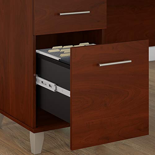 Bush Furniture Somerset 72W Sit to Stand L Shaped Desk with Hutch and File Cabinet