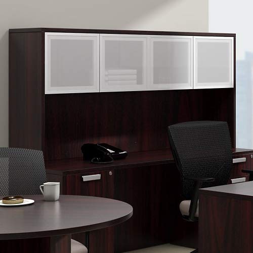 Overhead Hutch with Silver Doors 71"W Artisan Gray