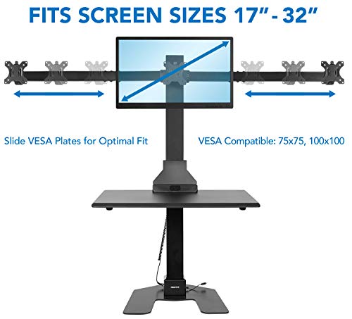 Mount-It! Triple Monitor Electric Standing Desk Converter | Height Adjustable Sit-Stand Converting Desk for Home, Office | Stand-Up Computer Workstation with Three Monitor Mount