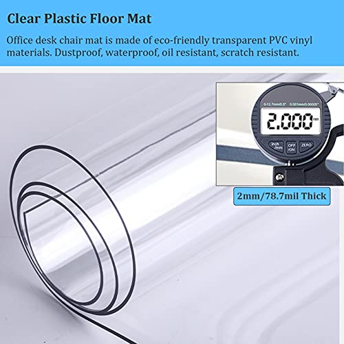 IHIPPO Transparent Vinyl Office Chair Mat 2mm Thick - 120x700cm