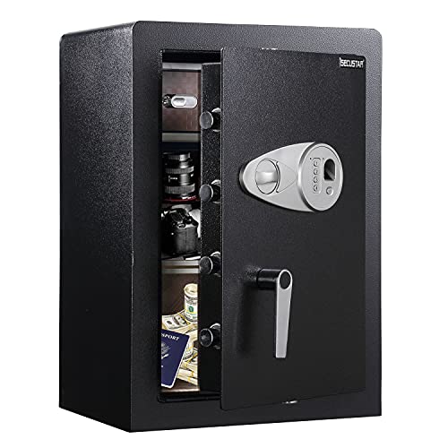 SECUSTAR Security Biometric Fingerprint Safe, Steel Lock Box Safe High-End Closet Safe for Home / Office / Hotel, Secure Handgun, Ammo,Documents, Jewelry, Medicine,Cigar and More Valuables.