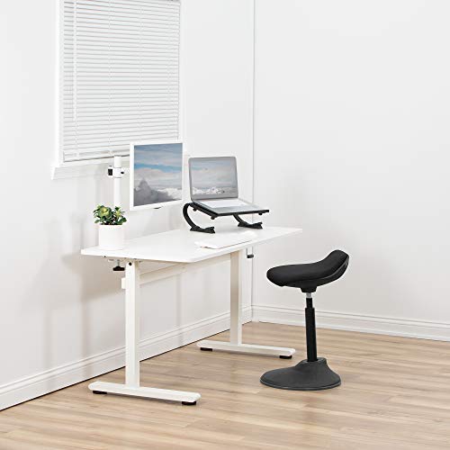 VIVO Height Adjustable 55 x 24 inch Standing Desk, Hand Crank Sit Stand Home Office Workstation with Frame and Table Top, White, DESK-M55TW
