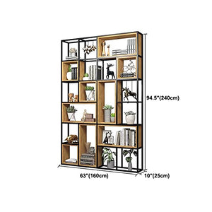 LITFAD Industrial Style Open Back Bookshelf - 63" L x 9.8" W x 94.5" H