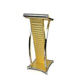 None Lectern Podium Stand Stainless Steel Hotel Reception Desk Gold One Size