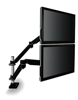 3M Easy Adjust Desk Mount Dual Monitor Arm, Adjust Height, Tilt, Swivel and Rotate by Holding and Moving Monitor, Free Up Desk Space, Clamp or Grommet, For Monitors to 20 lbs <= 27", Black (MA260MB)