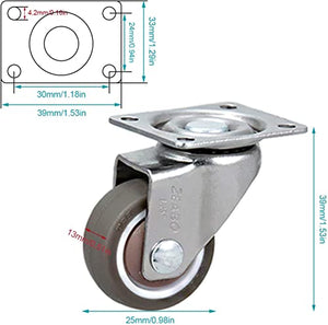 IkiCk Furniture Casters Set with Brakes and Silent Rotation - 25mm Size