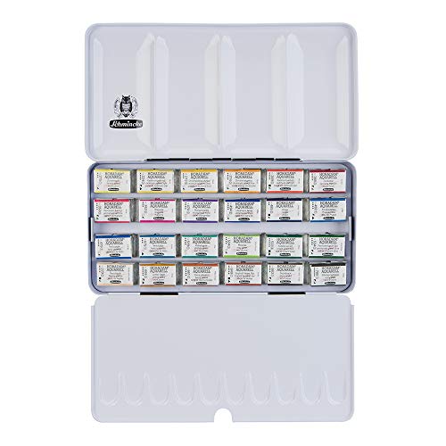 Schmincke Horadam Aquarell Full-Pan Paint Metal Set, Set of 24 Colors (74324097)