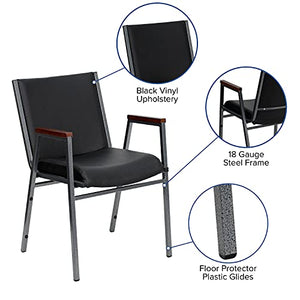 Flash Furniture 4 Pack HERCULES Series Black Vinyl Stack Chair with Arms