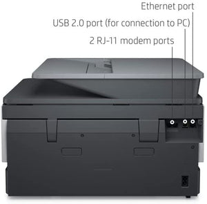 HP OfficeJet 9012e All-in-One Wireless Color Inkjet Printer, 2-Sided Printing Coping and Scaning, 35 Sheets ADF, WiFi USB Bluetooth Connectivity, 4800 x 1200 dpi, Black White, W/Silmarils Cable
