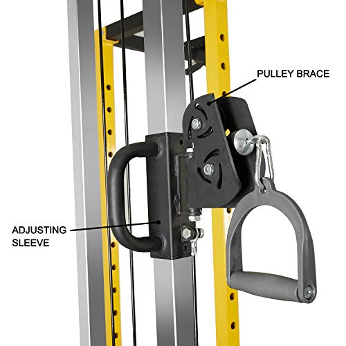 HulkFit Cable Crossover Attachment Multi-Function Adjustable Power Cage, 1000-Pound Capacity, Yellow