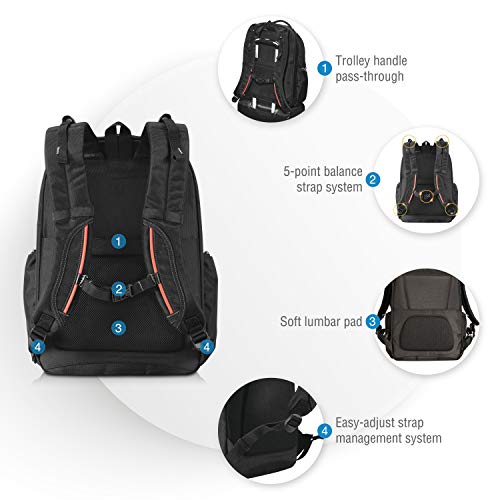 EVERKI Atlas Travel Friendly Laptop Backpack, 11-Inch to 15.6-Inch Adaptable Compartment (EKP121S15), Black