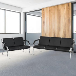 Kinsuite 5-Seats Waiting Room Chairs - PU Leather Airport Reception Benches
