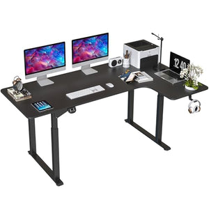 Dripex Electric Height Adjustable L Shaped Standing Desk, 71 x 43 Inch, Dual Motor Sit Stand Desk