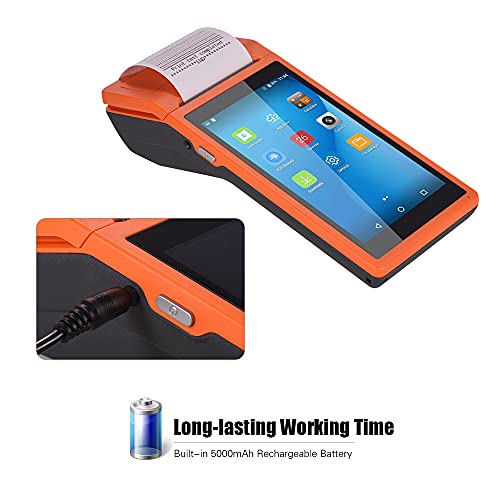 BISOFICE POS Receipt Printer, Android 6.0 OS Mobile POS, 58mm Receipt Printer, 5.45" Touch Screen PDA Printer Supports 3G WiFi BT4.0 USB OTG Bluetooth, Handheld POS Machine Terminal Printer
