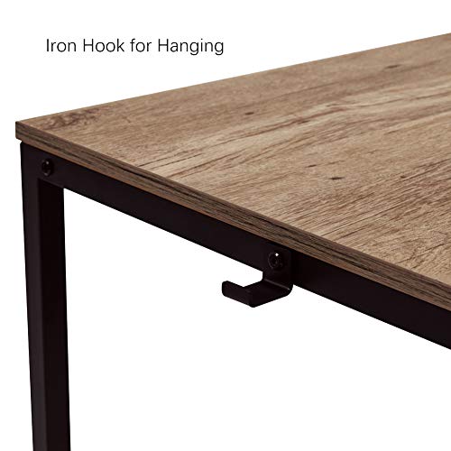 Linsy Home Computer Desk with Bookshelf and Storage Bag, 55 Inch Study Writing PC Laptop Table, Home Office Desk, Modern Simple Design, Wood