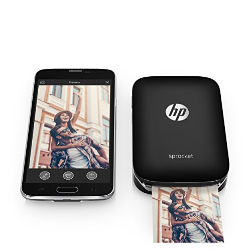 HP Sprocket Portable Photo Printer, Print Social Media Photos on 2x3" Sticky-Backed Paper - Black (X7N08A)