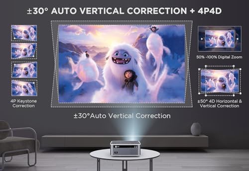 DBPOWER Native 1080P 5G WiFi Bluetooth Projector, 900 ANSI Ultra HD, [Electric Focus/Auto Correction], Portable Mini Movie Projector