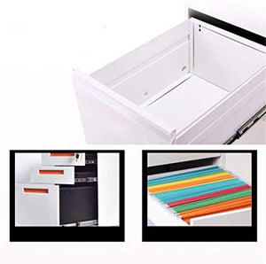 SHABOZ File Cabinets - Push-Pull Mobile Iron Filing Cabinet with Anti-Theft Lock - White
