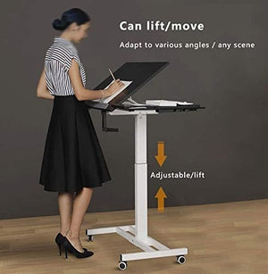 hsmag Mobile Standing Desk, Height Adjustable Tiltable Laptop Table