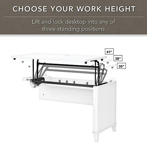 Bush Furniture Somerset 72W Sit to Stand L Shaped Desk - White