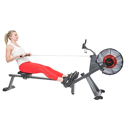Sunny Health & Fitness Air Plus Magnetic Resistance Rowing Machine – SF-RW5940, Gray