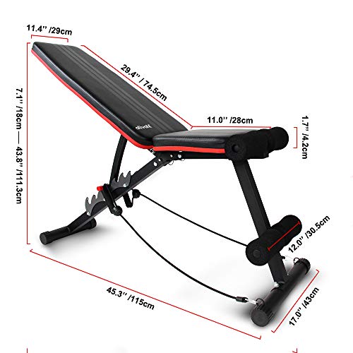 Ativafit Adjustable Weight Bench for Full Body Workout Multi-Purpose Utility Weight Bench Foldable Flat Bench Press for Home Gym… (Black)