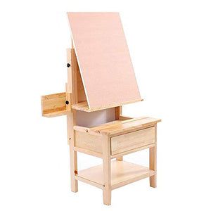 Teerwere Drafting Table Multifunctional Integrated Lifting Easel Drawing Table Studio Art Student Sketching Copy Solid Wood Easel (Color : Natural, Size : 40x45x86Cm)