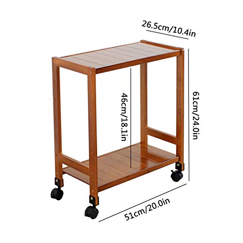 WAOCEO CPU Stand Double-layer Adjustable with Locking Caster Wheels, Brown (Size: 20*10.4*24in)