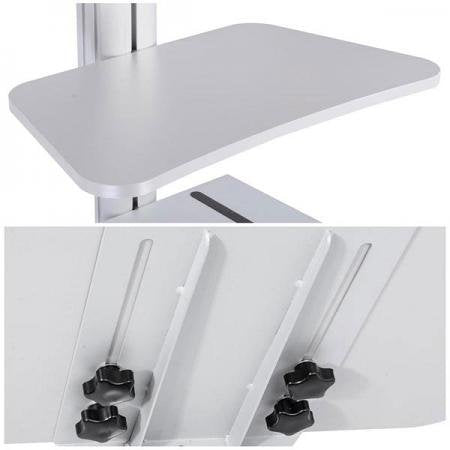 AMPERSAND SHOPS Mobile PC Laptop Stand Workstation Cart with Caster Wheels (Silver)