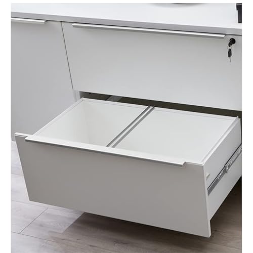 Unique Furniture Contemporary Credenza with File Drawers, Adjustable Shelves & Central-Locking System, White, 19.63 x 63 x 28.88 in.