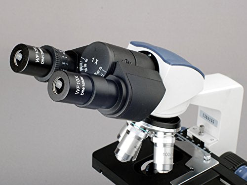 AmScope B120A Siedentopf Binocular Compound Microscope, 40X-1600X Magnification, Brightfield, LED Illumination, Abbe Condenser, Double-Layer Mechanical Stage